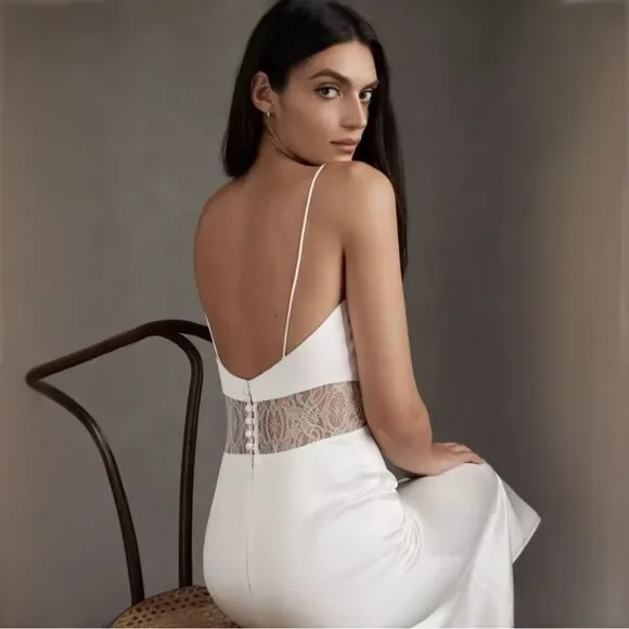 Sachin + Babi White Satin Bridal Midi Slip Dress Size 0